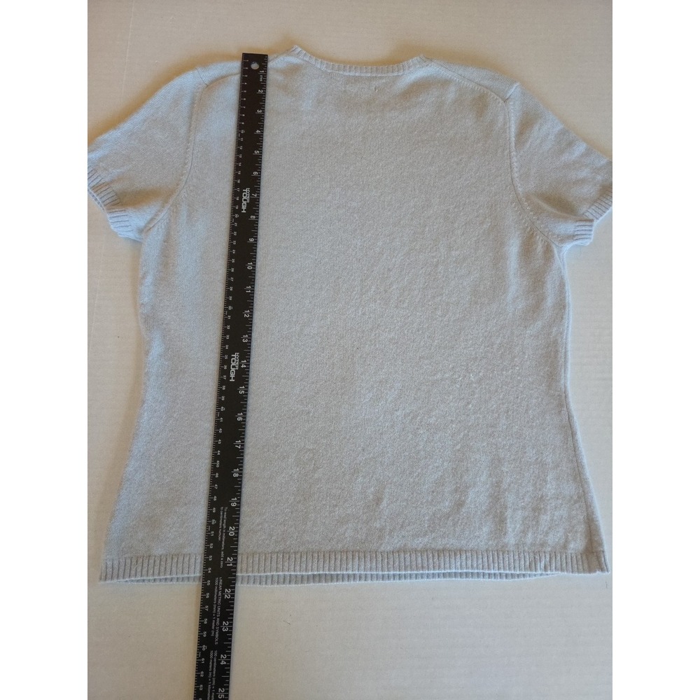 Valerie Stevens Cashmere Sweater Tee Sz PL Pastel Blue Short Sleeve Quiet Luxury - Picture 7 of 9